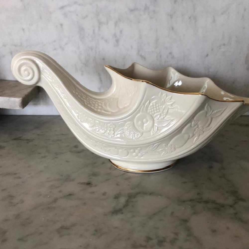LENOX Fruits of Life Cornucopia Ivory Gold Large Discontinued 1989